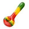 Rasta Color Block Spoon Pipe With Red, Yellow, Green Swirls - 4.75’ Borosilicate Glass