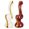 Rasta Stripe Frit Glass Bubbler - Colorful Travel Pipe with Curved Design