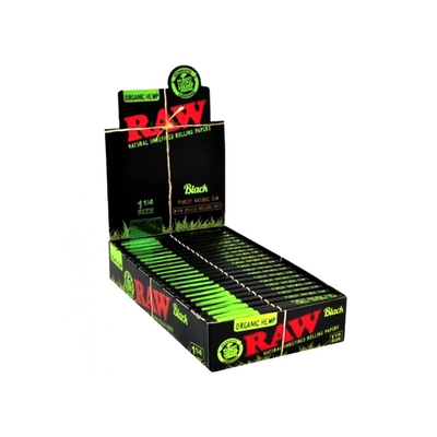 Raw Black Organic 1 1/4" Rolling Papers - 24 Packs