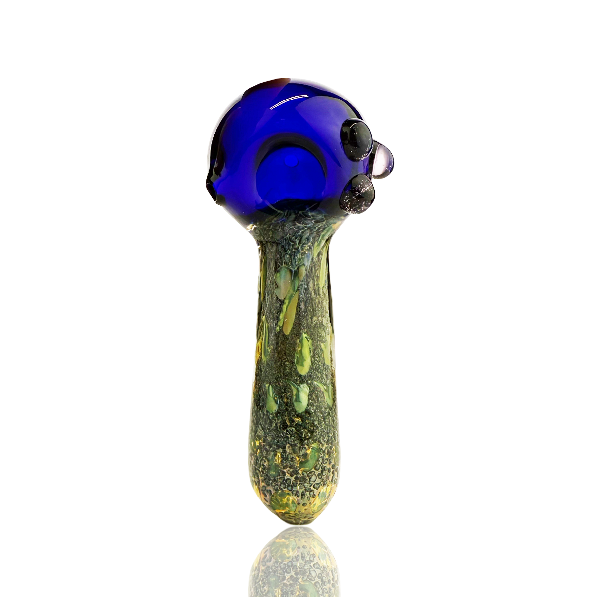 Gold Fume Glass Hand Pipe with Black Frit Accent