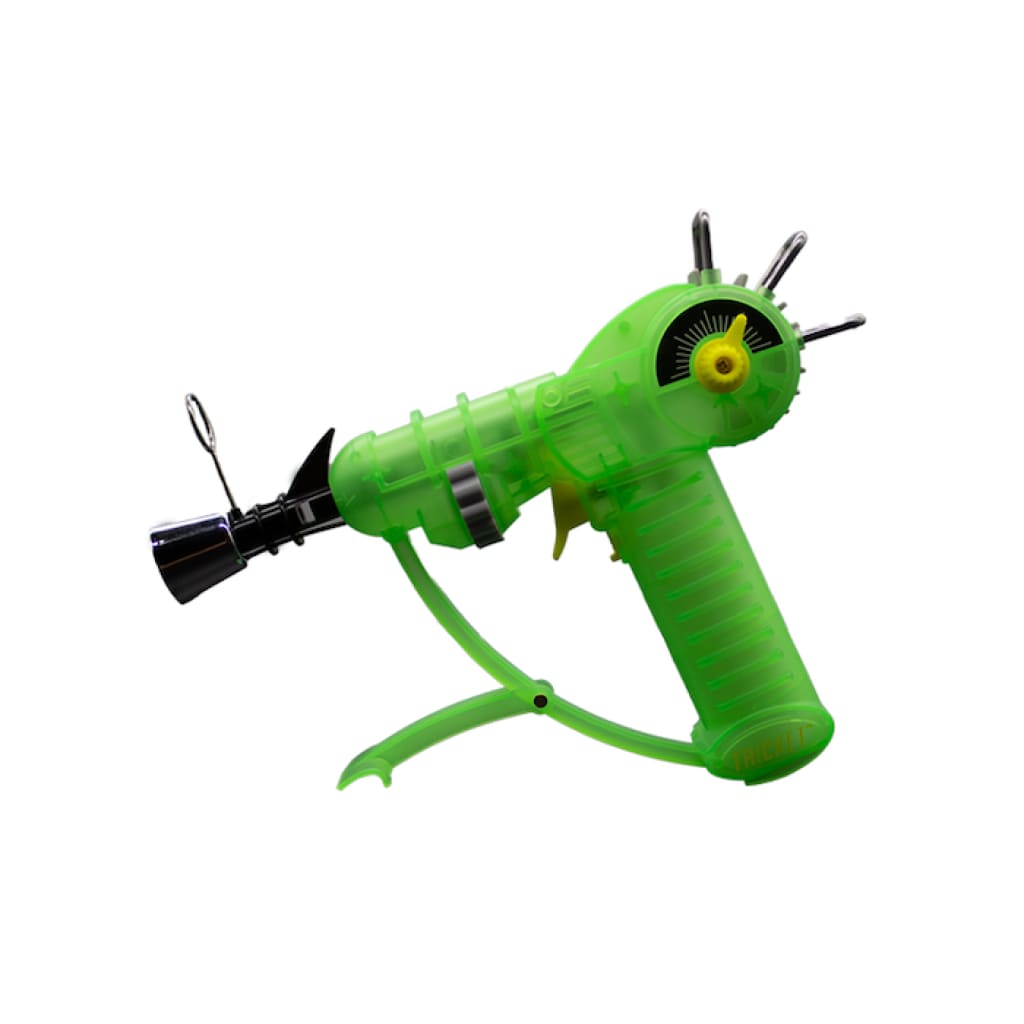Glow In The Dark Real Life Ray Gun Torch: Bright green toy with black nozzle and yellow accents