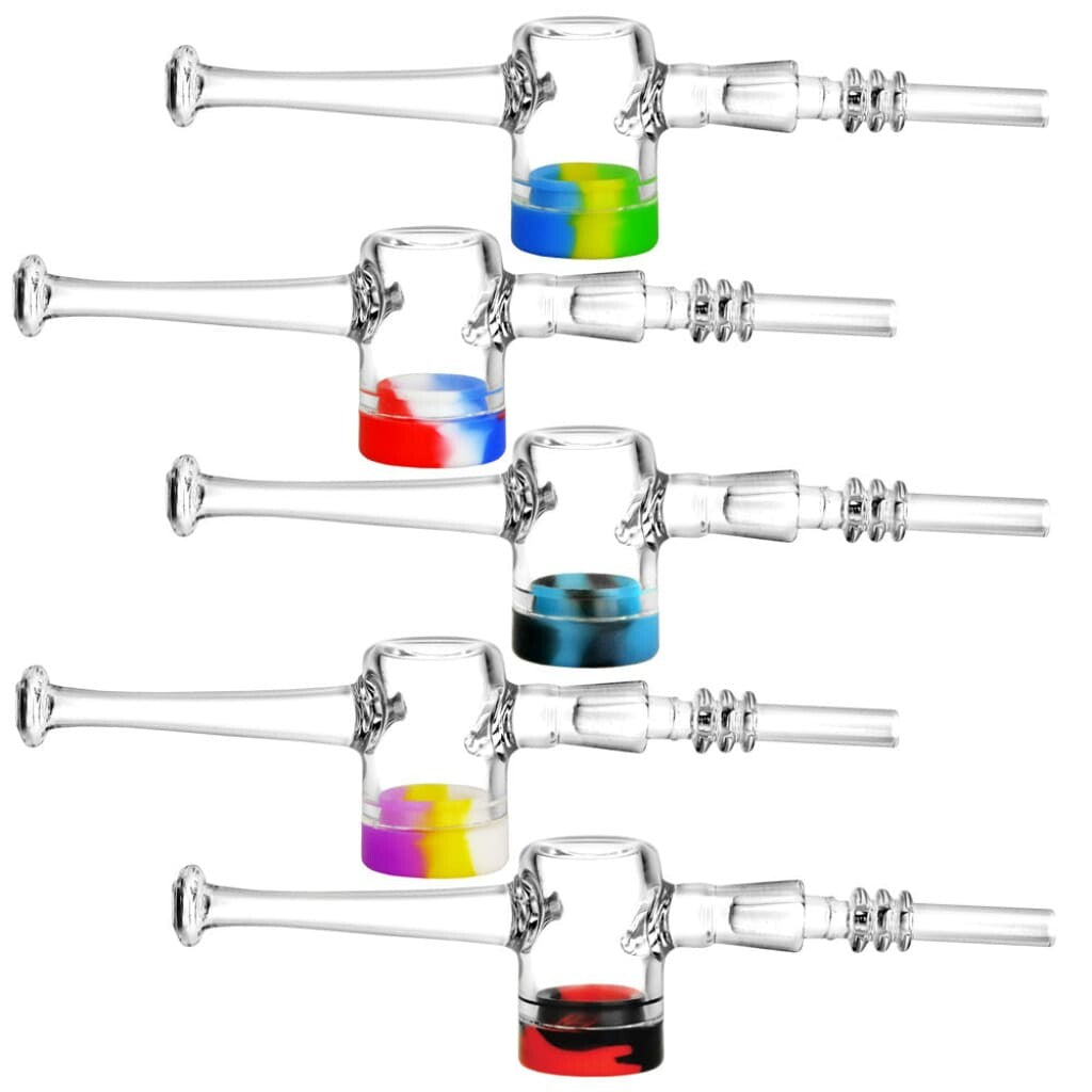 Boro Glass Reclaimer Dab Straw With Colorful Silicone And Removable Quartz Or Ti Tip