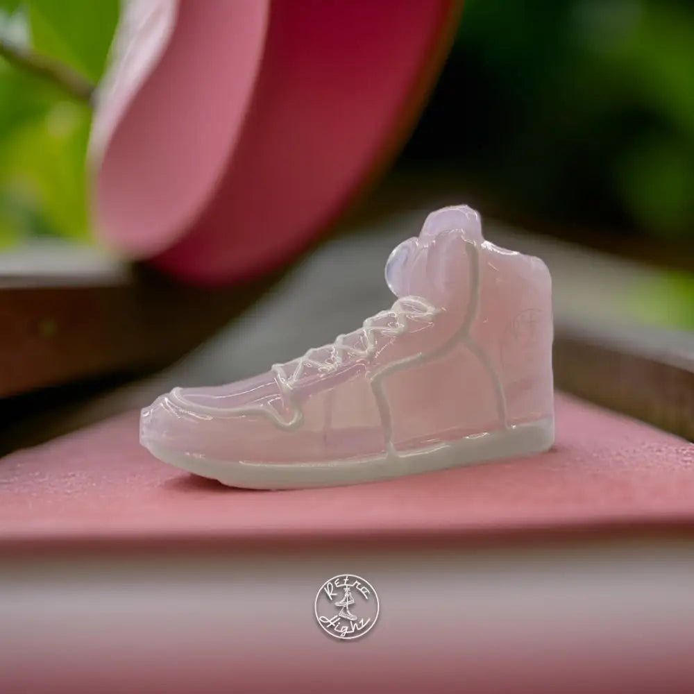 Translucent pink sneaker figurine from Retro Highz glass hand pipe collection