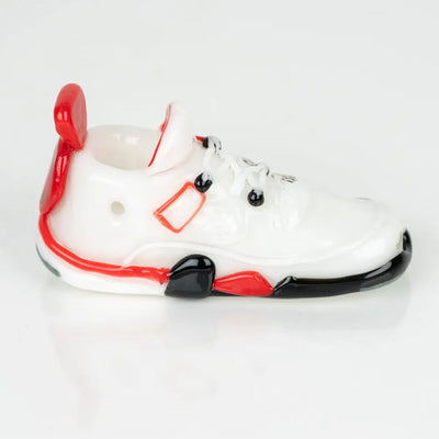 Retro Highz white and red glass hand pipe sneaker design
