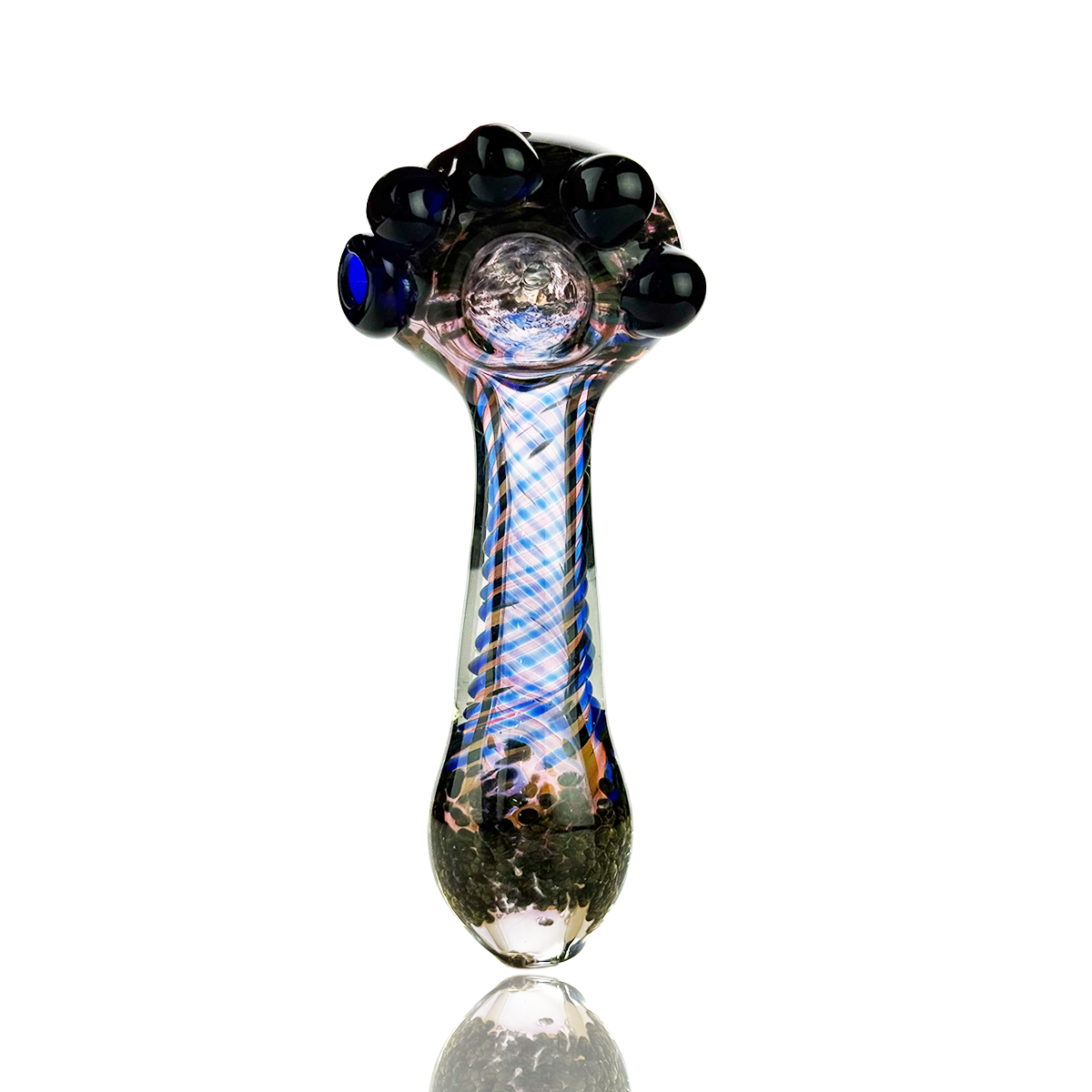 Artisan Gold Fume Glass Hand Pipe with Twist Art