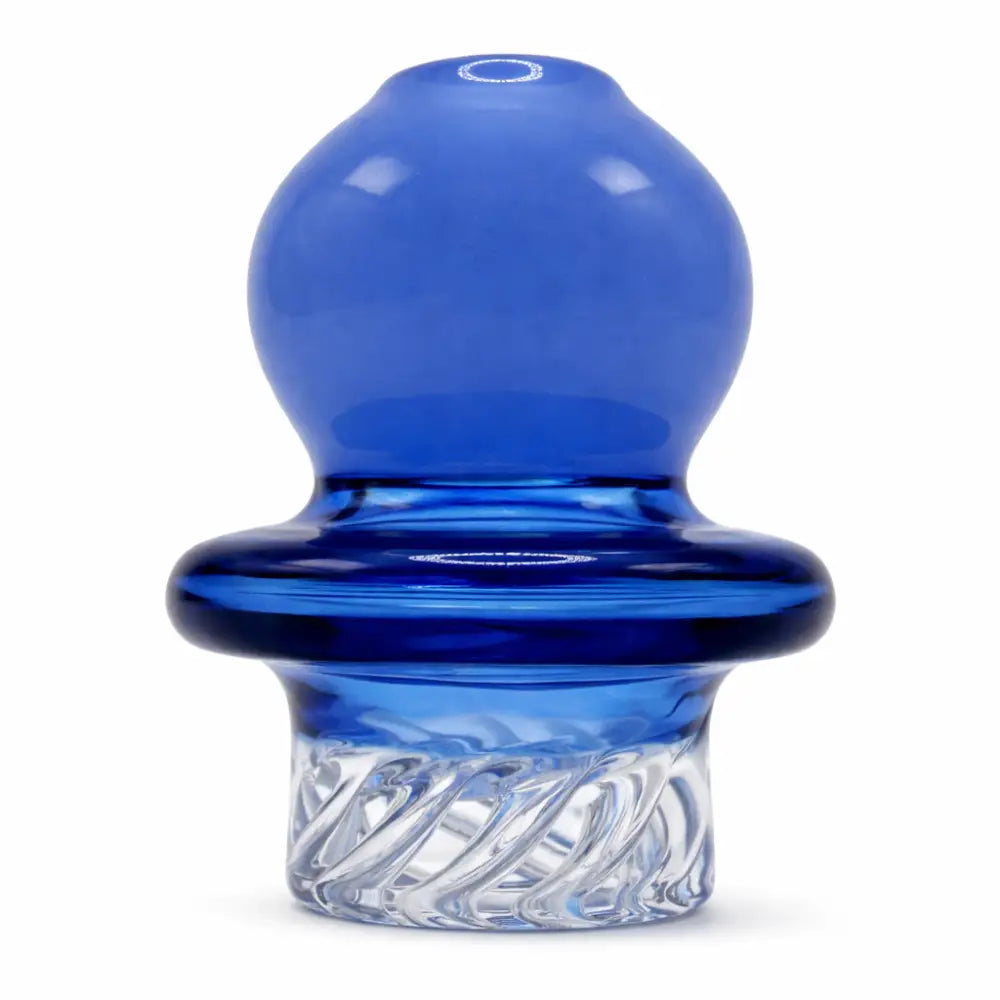 Riptide vortex ball carb cap in vibrant cobalt blue glass with twisted base