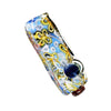 River Flowers Squared Glass Hand Pipe With Vibrant Floral Bead And Steamroller Style Design