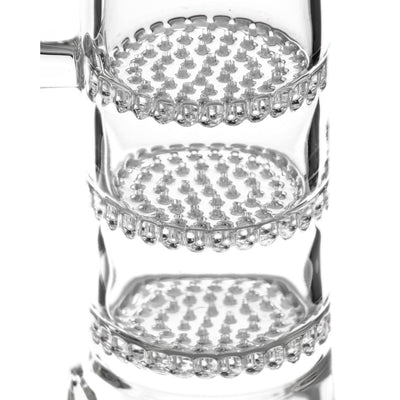 Stacked glass trays with intricate patterns and beaded edges for Triple Honeycomb Perc Bong