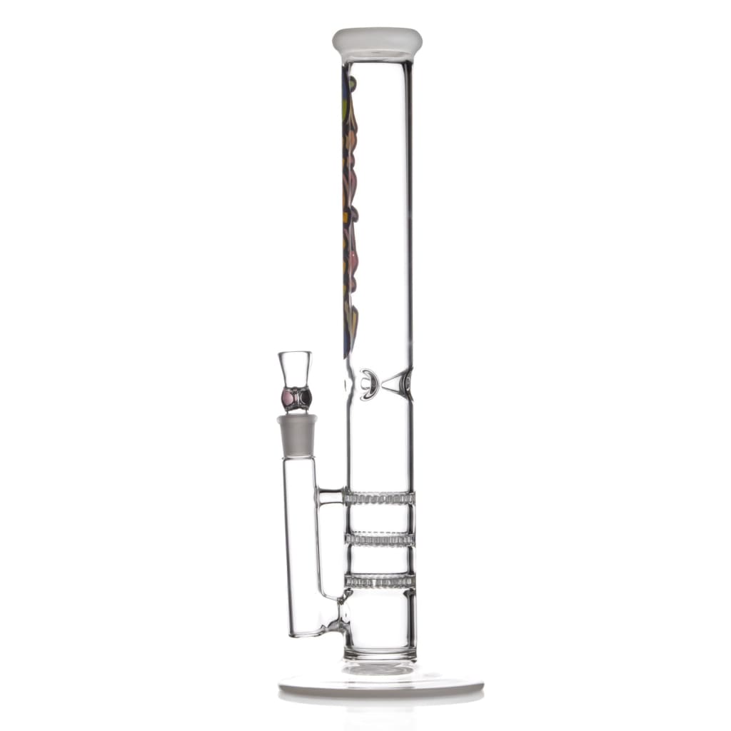 Triple honeycomb perc straight bong with twisted chamber for ultra-smooth hits