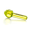 Ruckus glass freezable pipe in vibrant neon colors with bulbous bowl and ’Ruckus’ branding