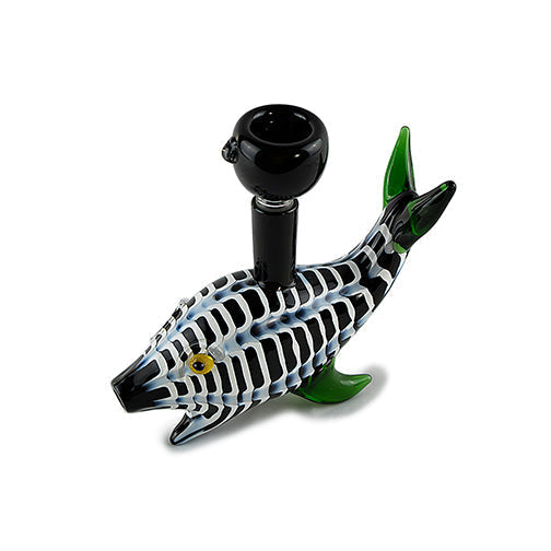 Artisan Glass Pipe with Aquatic Fish Design