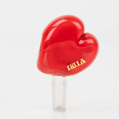 Sakibomb heart bowl piece in red glossy glass with gold atla branding