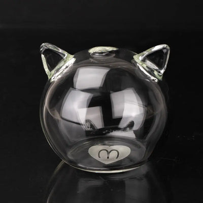 Sakibomb kitty whisker bank: clear glass cat money box with etched heart