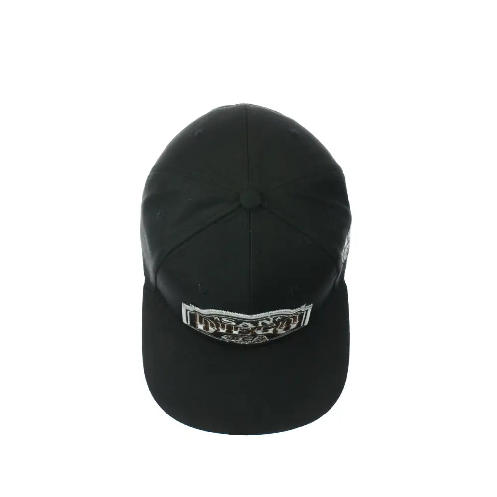 Black baseball cap showcasing San Diego embroidered snapback for style and comfort