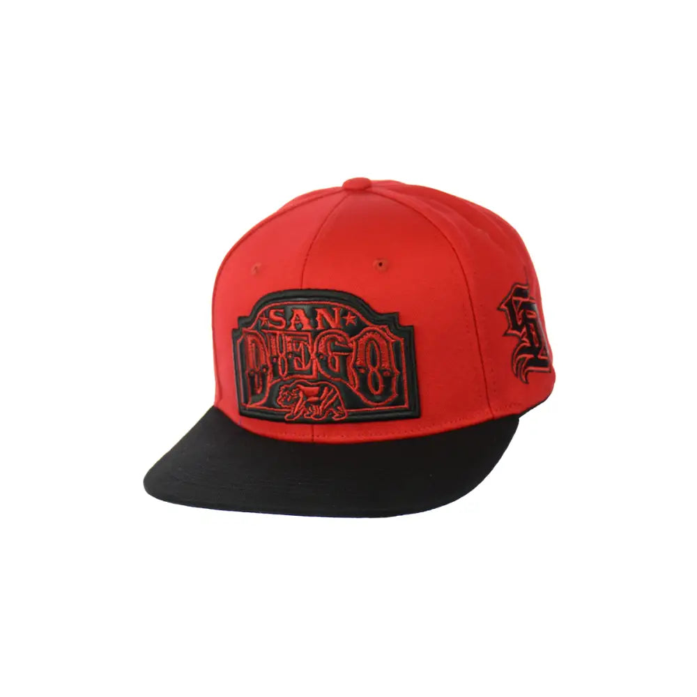 Red and black San Diego embroidered snapback hat for comfort and style