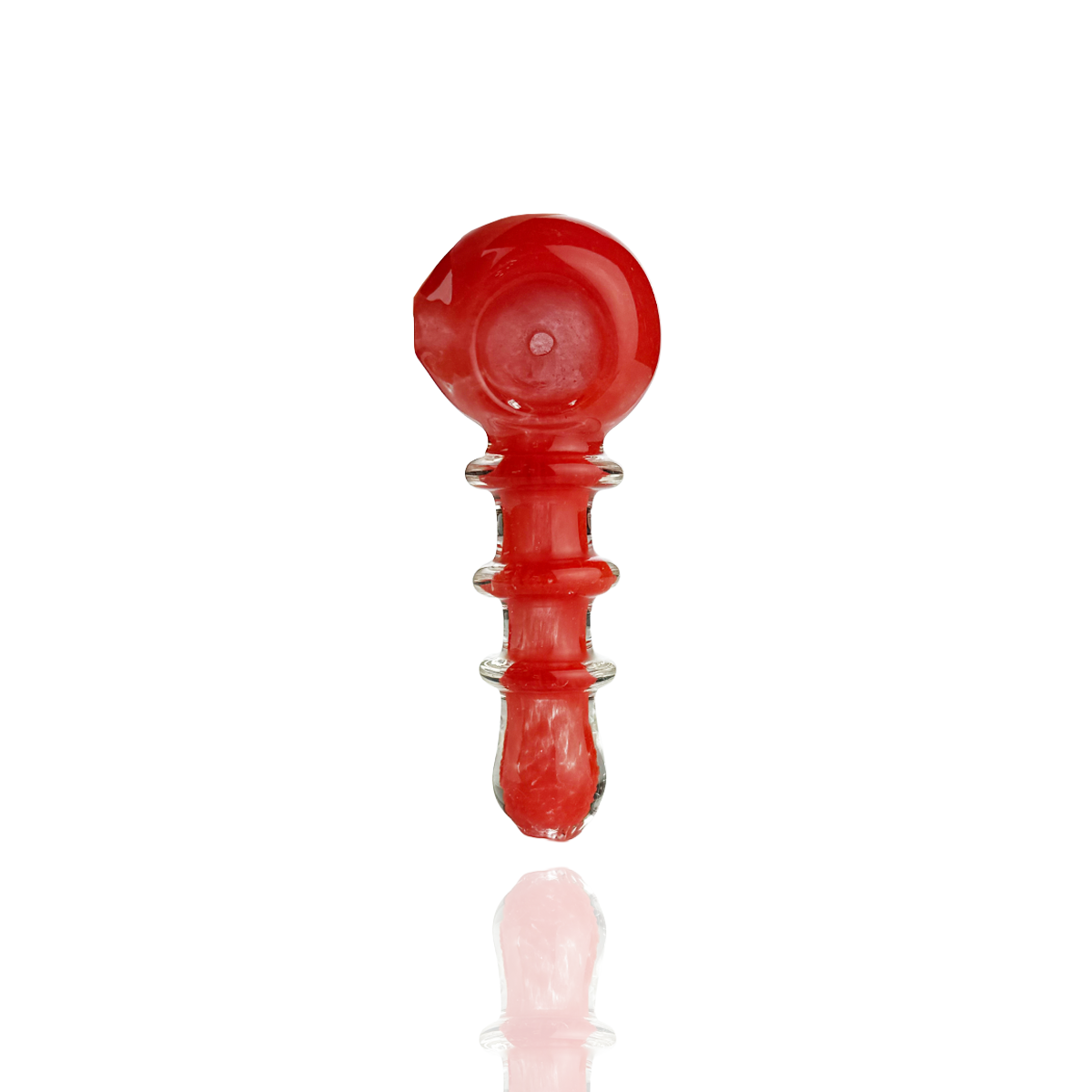 Artisan Frit Glass Spoon Hand Pipe with Rings