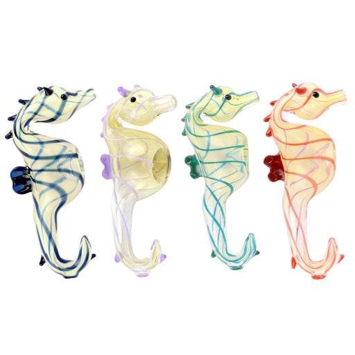 Seahorse Glass Hand Pipe - 4.75’ / Colors Vary On sale