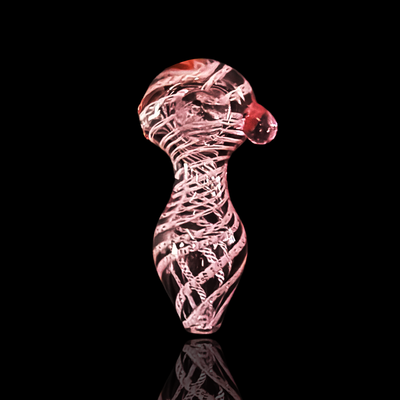 Pink Artisan Glass Hand Pipe with Belly