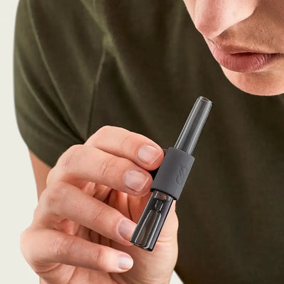 Session Goods glass taster with black glass pipe and gray silicone grip