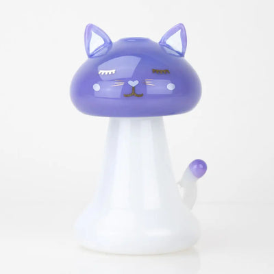 Shroom kitty mini purple glass cat mushroom lamp with heart nose