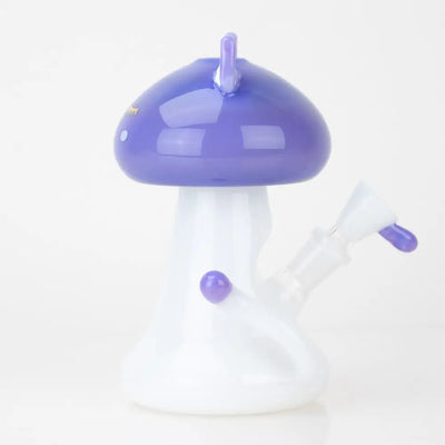 Shroom Kitty Mini translucent purple white glass mushroom bong