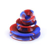 High-quality silicone cleaner caps for glass water pipes in red and blue swirled discs