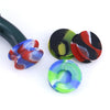 Colorful silicone cleaner caps for glass water pipes with vibrant swirled patterns