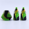 Three colorful, layered silicone cleaner plugs for enhancing your glass water pipe smoking experience