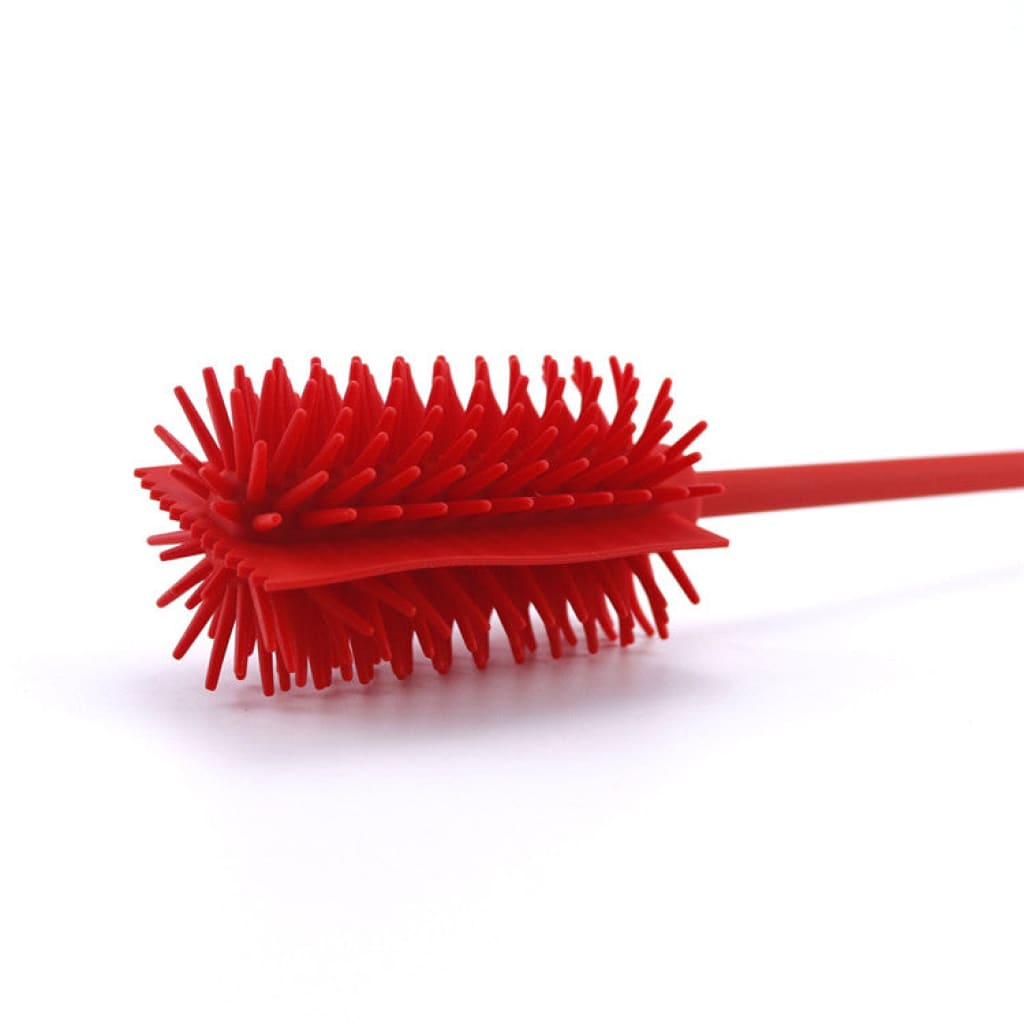 Red spiky silicone cleaning brush for glass water pipes, smooth smoking experience
