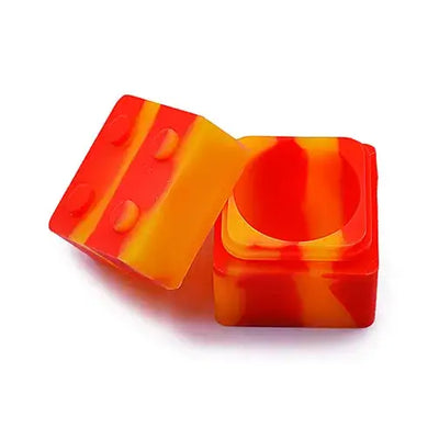 Vibrant orange red dice brick silicone container smoking accessory