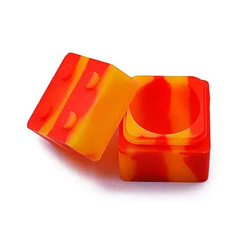 Vibrant orange red dice brick silicone container smoking accessory