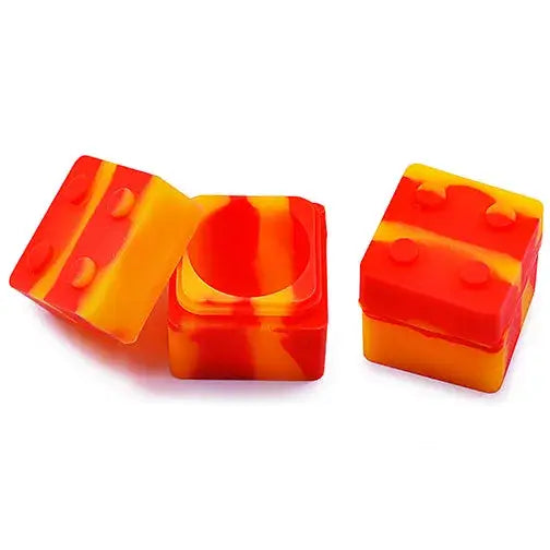 Vibrant orange yellow silicone container dice brick smoking accessory