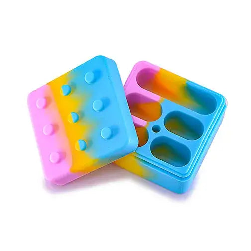 Colorful tie-dye silicone container square brick smoking accessory