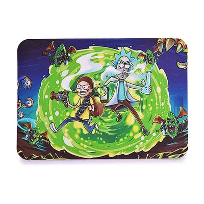 Rick and Morty silicone dab mat cartoon mix with green portal griddle