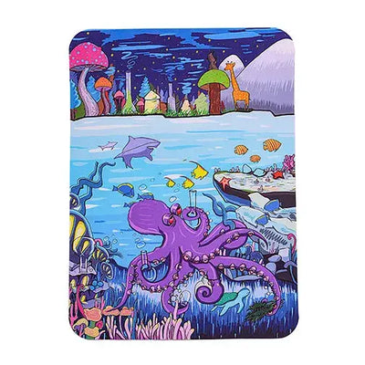 Vibrant silicone dab mat with purple octopus cartoon mix scene