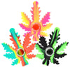 Colorful silicone hemp leaf fidget spinners with flexible bodies and glass bowls