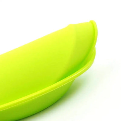 Bright lime green silicone round dish tray 9 inch banana-shaped container