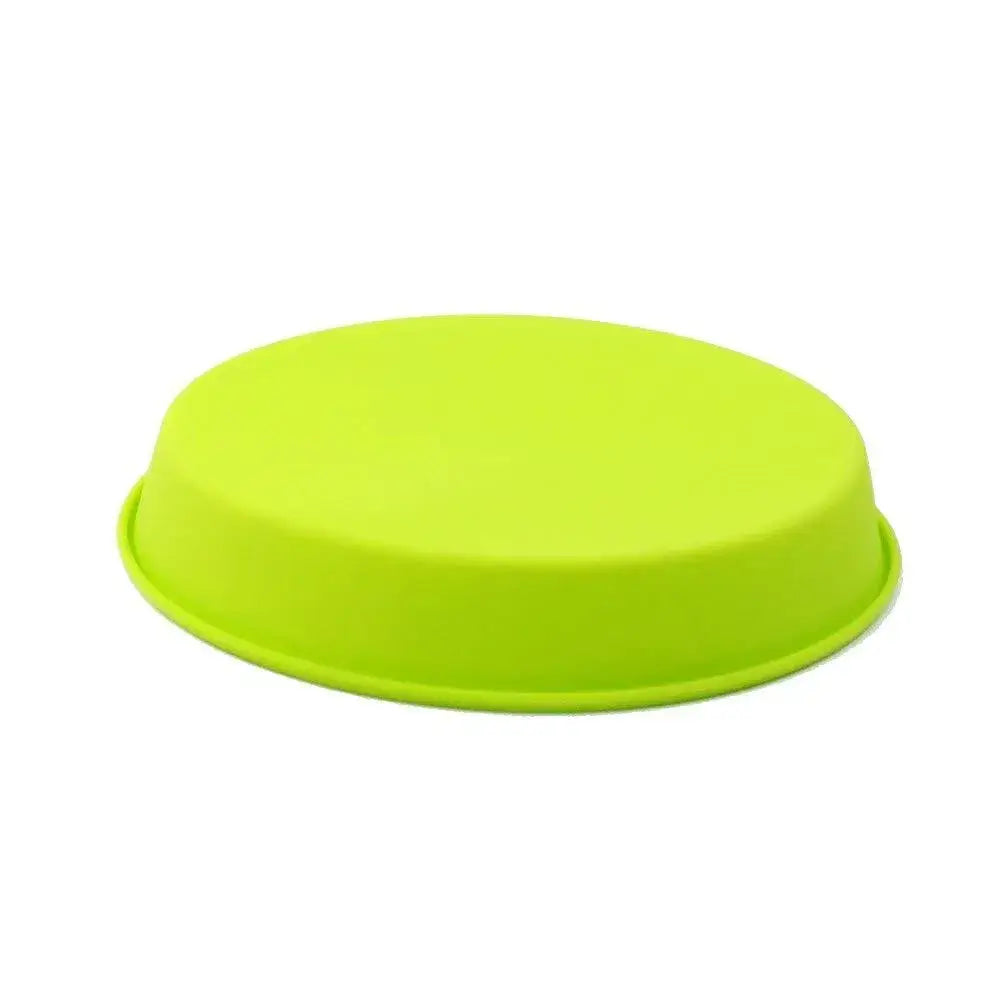 Bright lime green 9 inch silicone round dish tray with smooth rim