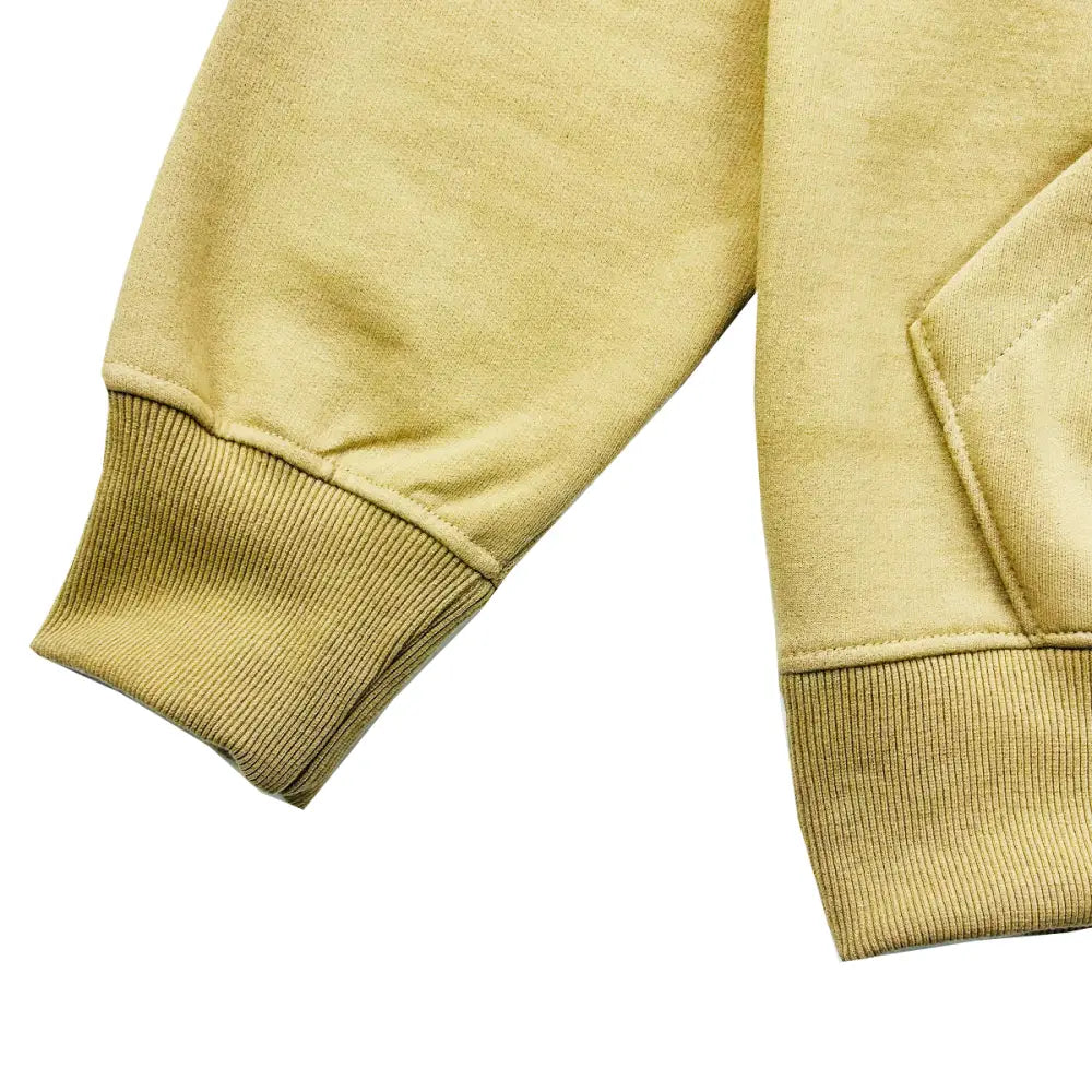 Pale yellow sweatshirt sleeve with ribbed cuff from Skull Cannabis Hoodie collection