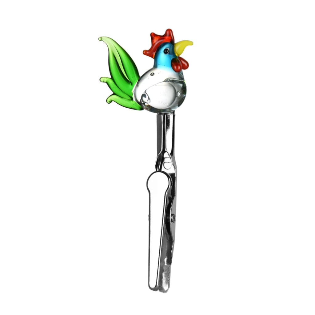 Colorful rooster bottle opener and glass memo clip with multiple style options