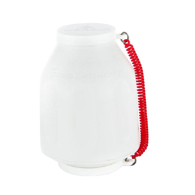 Smokebuddy Original personal air filter with white bottle and red strap