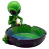 Friendly Extra-terrestrial Polyresin Ashtray With a Smoking Alien Figurine