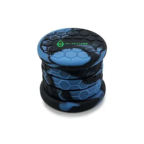 Space King collapsible silicone jar with blue black hex grinder green logo