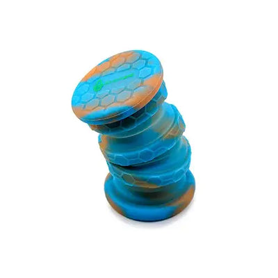 Space King collapsible silicone jar with blue orange honeycomb fidget spinner