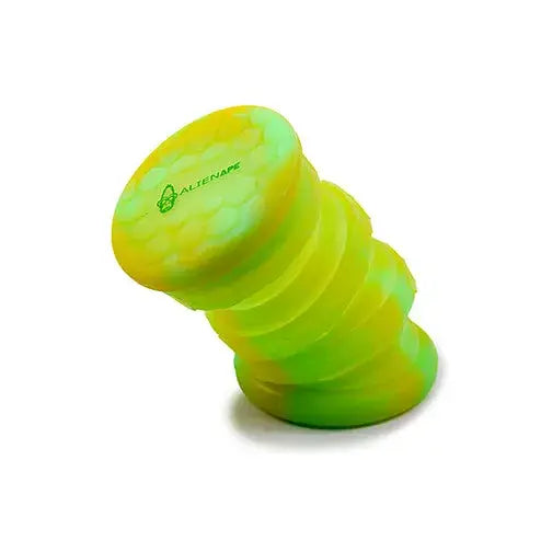 Space King collapsible silicone jar with neon green yellow textured roller