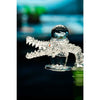 Glass sculpture of a space king crocodile with a sphere on its back, Galactic Adventure piece