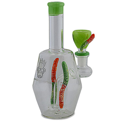 Space King Gummy Worms Water Pipe - Vibrant Glass Piece with Green Accents and Decorations