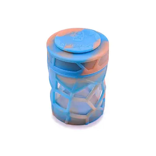 Space King stackable sili glass jar with blue orange lattice silicone bottle
