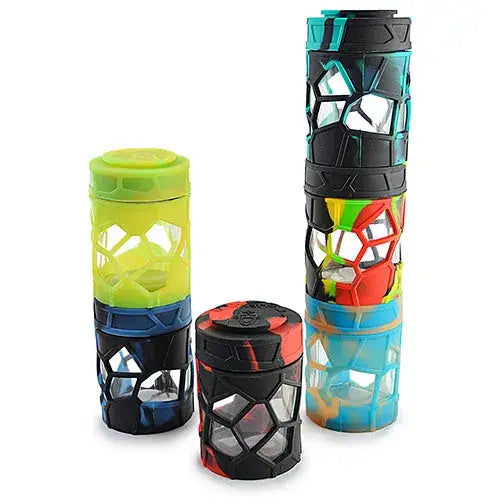 Space King stackable sili glass jar with colorful silicone holders