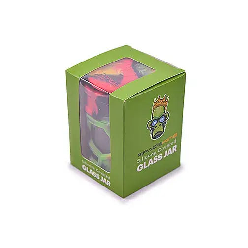 Space King stackable sili glass jar in green box with monkey logo